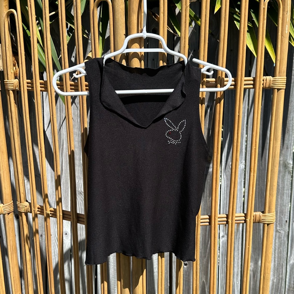 No label Playboy bunny rhinestone tank